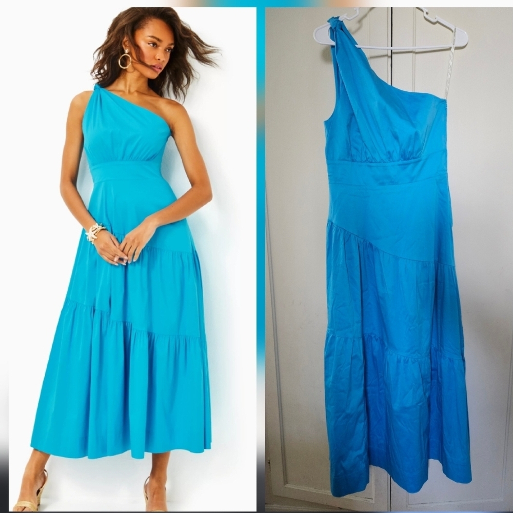 Lilly Pulitzer Vibrant Blue One-Shoulder Dress